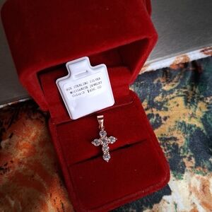 Sterling Silver Cross Pendant with Clear Stones